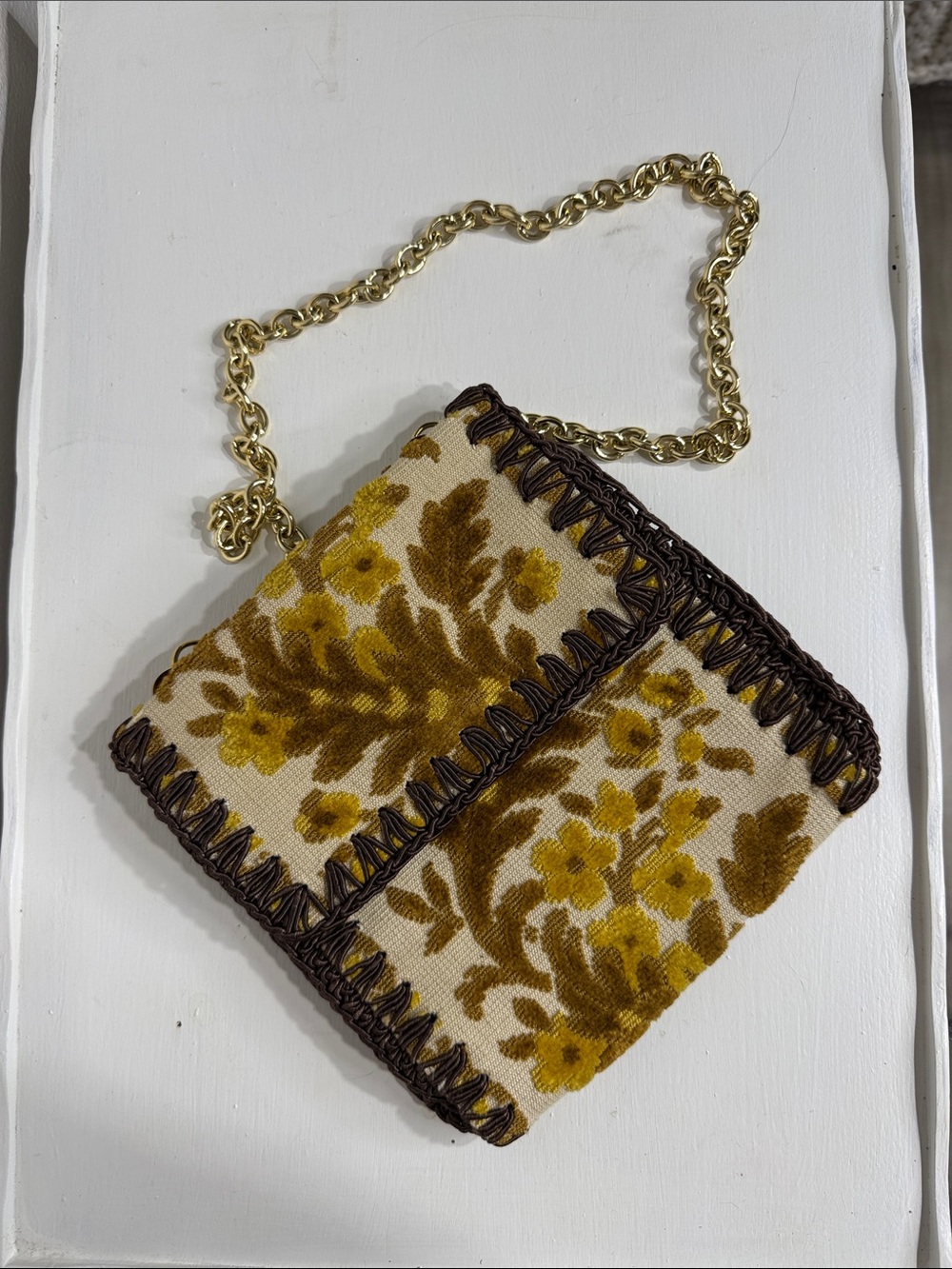 Vintage 60s Italian Floral Tapestry shoulder purse - Picture 2 of 8